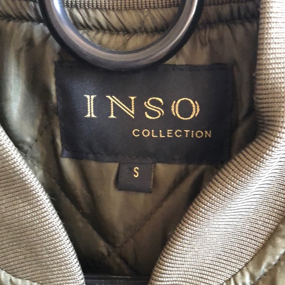 Olive Green Bomber Jacket with Rouged Sleeves - Picture 3 of 3